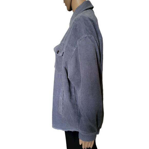 ZARA Blue Curdoroy Oversize jacket Fall Wear - Picture 2 of 3